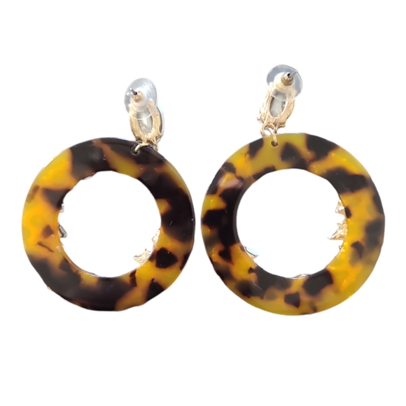 INC International Concepts Tortoise Resin Crystal Embellished Bold Earrings - Picture 3 of 7